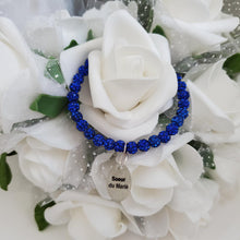 Load image into Gallery viewer, Handmade Sister of Groom pave crystal rhinestone charm bracelet - capri blue or custom color - Sister of the Groom Bracelet - Bridal Bracelets