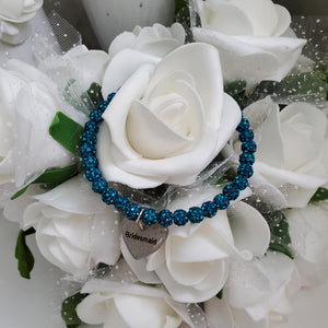 Handmade bridesmaid pave crystal rhinestone charm bracelet - blue zircon or custom color - Maid of Honor Bracelet - Bridal Gifts - Bridal Bracelet
