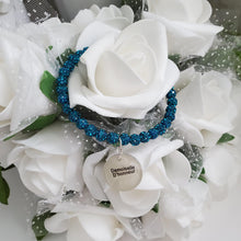Load image into Gallery viewer, Handmade bridesmaid pave crystal rhinestone charm bracelet - blue zircon or custom color - Bridesmaid Jewelry - Bridesmaid Gift Ideas