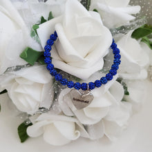 Load image into Gallery viewer, Handmade bridesmaid pave crystal rhinestone charm bracelet - capri blue or custom color - Maid of Honor Bracelet - Bridal Gifts - Bridal Bracelet