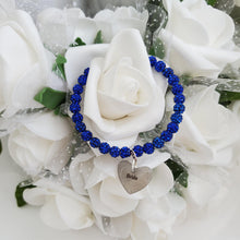 Load image into Gallery viewer, Handmade bride crystal rhinestone charm bracelet, capri blue or custom color -Bridal Gift Ideas - Bride Jewelry - Bride Gift