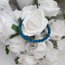 Load image into Gallery viewer, Handmade bride crystal rhinestone charm bracelet, blue zircon or custom color -Bridal Gift Ideas - Bride Jewelry - Bride Gift