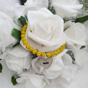 Handmade bride crystal rhinestone charm bracelet, citrine (yellow) or custom color -Bridal Gift Ideas - Bride Jewelry - Bride Gift