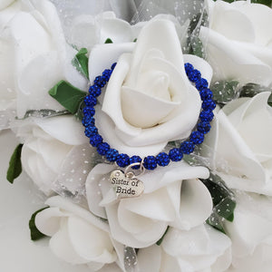 Handmade Sister of Bride pave crystal rhinestone charm bracelet - capri blue or custom color - Sister of the Groom Bracelet - Bridal Bracelets