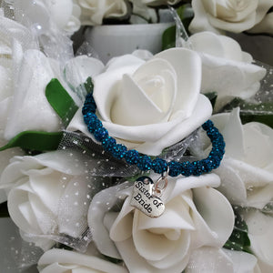 Handmade Sister of Bride pave crystal rhinestone charm bracelet - blue zircon or custom color - Sister of the Groom Bracelet - Bridal Bracelets