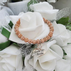 Handmade Sister of Bride pave crystal rhinestone charm bracelet - champagne or custom color - Sister of the Groom Bracelet - Bridal Bracelets