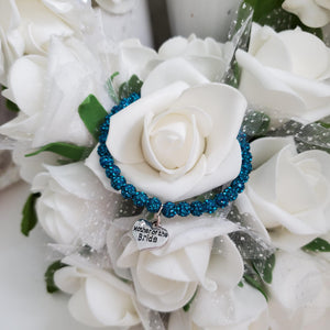 Handmade Mother of the Bride pave crystal rhinestone charm bracelet - blue zircon or custom color - Mother of the Groom Bracelet-Bridal Bracelets-Bracelet