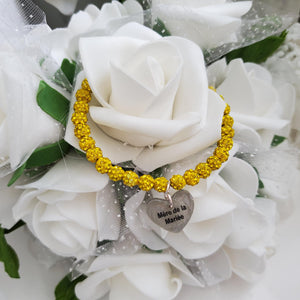 Handmade Mother of the Bride pave crystal rhinestone charm bracelet - citrine (yellow) or custom color - Mother of the Bride Bracelet-Bridal Bracelet-Bracelet