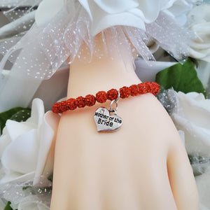 Handmade Mother of the Bride pave crystal rhinestone charm bracelet - hyacinth or custom color - Mother of the Groom Bracelet-Bridal Bracelets-Bracelet