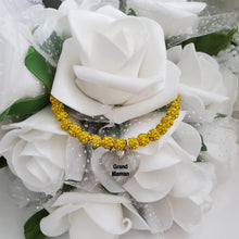 Load image into Gallery viewer, Handmade grand mother pave crystal rhinestone charm bracelet - citrine (yellow) or custom color - Grand Mother Gift - Gifts To Get Your Grandmother