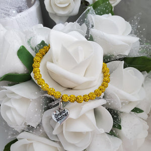 Handmade grand mother pave crystal rhinestone charm bracelet - citrine (yellow) or custom color - Grand Mother Gift - Gifts To Get Your Grandmother