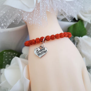 Handmade grand mother pave crystal rhinestone charm bracelet - hyacinth or custom color - Grand Mother Gift - Gifts To Get Your Grandmother 