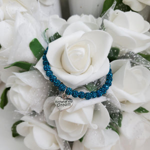 Handmade Mother of the Groom pave crystal rhinestone charm bracelet - blue zircon or custom color - Mother of the Bride Bracelet-Bridal Bracelet-Bracelet