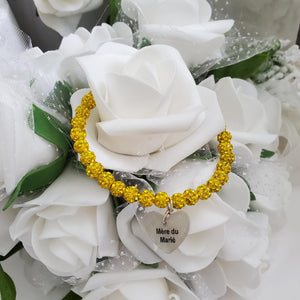 Handmade Mother of the Groom pave crystal rhinestone charm bracelet - citrine (yellow) or custom color - Mother of the Groom Bracelet-Bridal Bracelets-Bracelet
