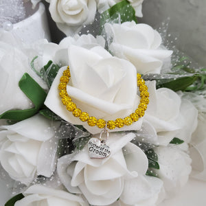 Handmade Mother of the Groom pave crystal rhinestone charm bracelet - citrine (yellow) or custom color - Mother of the Bride Bracelet-Bridal Bracelet-Bracelet