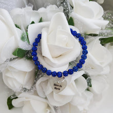 Load image into Gallery viewer, Handmade Mother of the Bride pave crystal rhinestone charm bracelet - capri blue or custom color - Mother of the Bride Bracelet-Bridal Bracelet-Bracelet