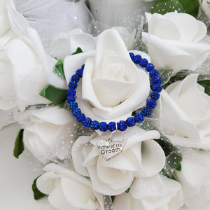 Handmade Mother of the Groom pave crystal rhinestone charm bracelet - capri blue or custom color - Mother of the Bride Bracelet-Bridal Bracelet-Bracelet
