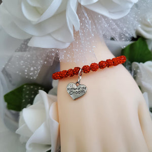 Handmade Mother of the Groom pave crystal rhinestone charm bracelet - hyacinth or custom color - Mother of the Bride Bracelet-Bridal Bracelet-Bracelet
