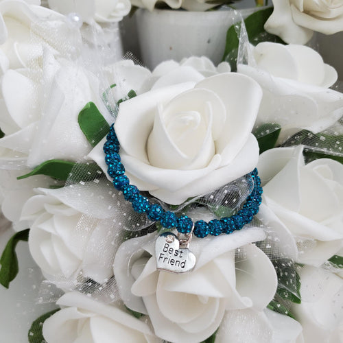 Handmade best friend crystal charm bracelet, blue zircon or custom color - Best Friend Bracelet - Best Friend Gift - Friend Gift