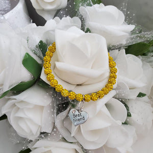 Handmade best friend crystal charm bracelet - citrine (yellow) or custom color - Best Friend Bracelet - Best Friend Gift - Friend Gift