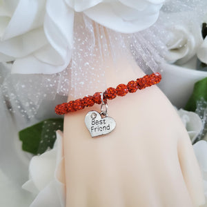 Handmade best friend crystal charm bracelet - hyacinth or custom color - Best Friend Bracelet - Best Friend Gift - Friend Gift