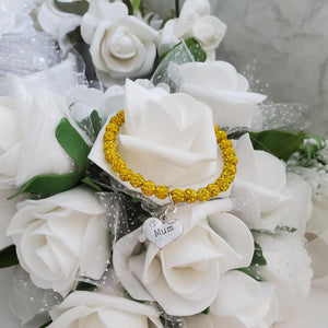 Handmade mum pave crystal rhinestone charm bracelet - citrine (yellow) or custom color - Mum Charm Bracelet - Mum Bracelet - Mum Gift