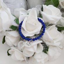 Load image into Gallery viewer, Handmade mum pave crystal rhinestone charm bracelet - capri blue or custom color - Mum Charm Bracelet - Mum Bracelet - Mum Gift