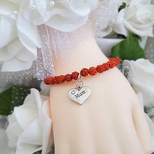 Handmade mum pave crystal rhinestone charm bracelet - hyacinth or custom color - Mum Charm Bracelet - Mum Bracelet - Mum Gift