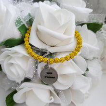 Load image into Gallery viewer, Handmade bridesmaid pave crystal rhinestone charm bracelet - citrine (yellow) or custom color - Bridesmaid Jewelry - Bridesmaid Gift Ideas