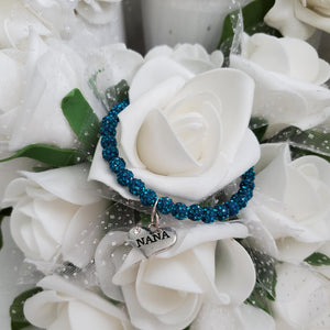 Handmade nana pave crystal rhinestone charm bracelet - blue zircon or custom color - Granny Gift - Granny Present - Gifts For Your Granny