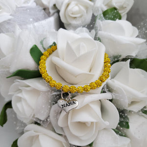 Handmade Nana Pave Crystal Rhinestone Charm Bracelet - citrine (yellow) or custom color - Nana Charm Bracelet - Nana Bracelet - Nana Gift