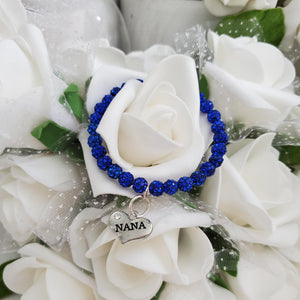 Handmade nana pave crystal rhinestone charm bracelet - capri blue or custom color - Granny Gift - Granny Present - Gifts For Your Granny