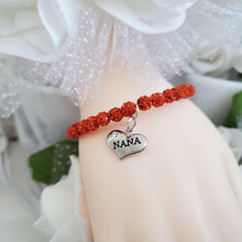 Load image into Gallery viewer, Handmade nana pave crystal rhinestone charm bracelet - hyacinth or custom color - Granny Gift - Granny Present - Gifts For Your Granny
