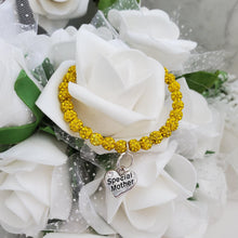 Load image into Gallery viewer, Handmade Special Mother Pave Crystal Rhinestone Charm Bracelet - citrine (yellow) or custom color - Special Mother Bracelet - Mother Bracelet - Mother Gift