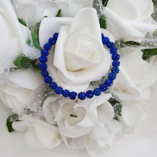 Load image into Gallery viewer, Handmade pave crystal rhinestone mother charm bracelet - capri blue or custom color - Mother Charm Bracelet - Mother Bracelet - Mom Gift