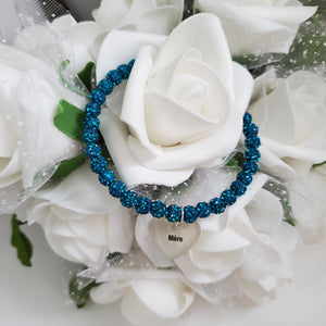 Handmade pave crystal rhinestone mother charm bracelet - blue zircon or custom color - Mother Charm Bracelet - Mother Bracelet - Mom Gift