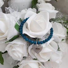 Load image into Gallery viewer, Handmade Mother Pave Crystal Rhinestone Charm Bracelet - blue zircon or custom color - Special Mother Bracelet - Mother Bracelet - Mother Gift