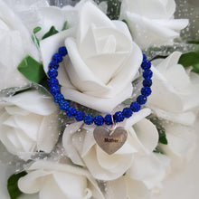 Load image into Gallery viewer, Handmade pave crystal rhinestone mother charm bracelet - capri blue or custom color - Mother Charm Bracelet - Mother Bracelet - Mom Gift