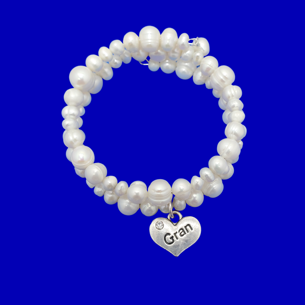 New Gran Gifts - Gran Gift - Gran Present - handmade Gran fresh water pearl expandable, multi-layer, wrap charm bracelet
