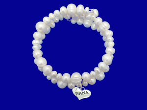 Nana Fresh Water Pearl Expandable Multi Layer Wrap Charm Bracelet, ivory