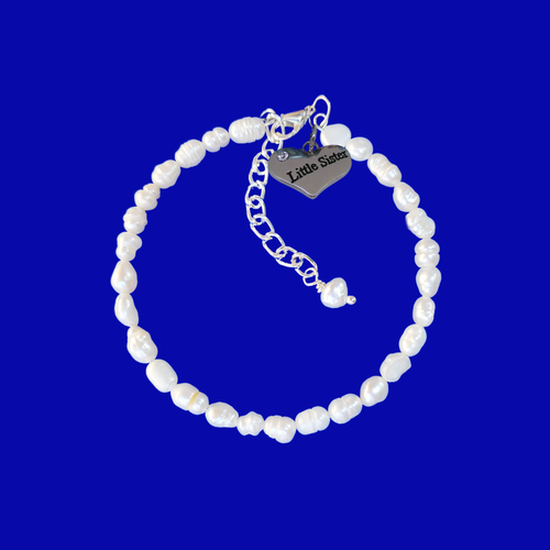 little sister fresh water pearl charm bracelet, ivory