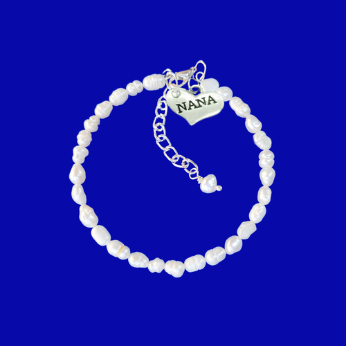 handmade nana fresh water pearl charm bracelet, ivory
