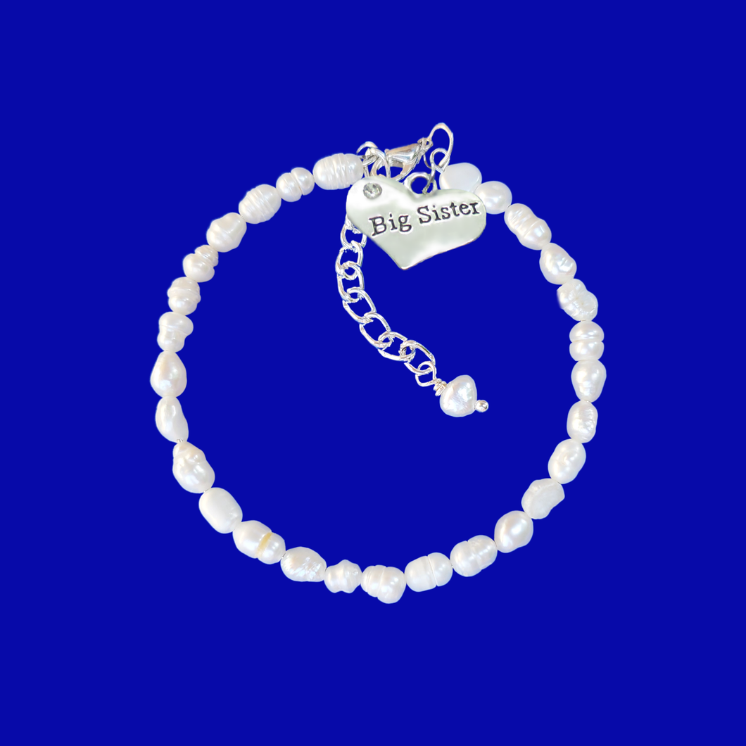 Sister Gift - Big Sister Bracelet - Big Sister Jewelry, handmade big sister fresh water pearl charm bracelet