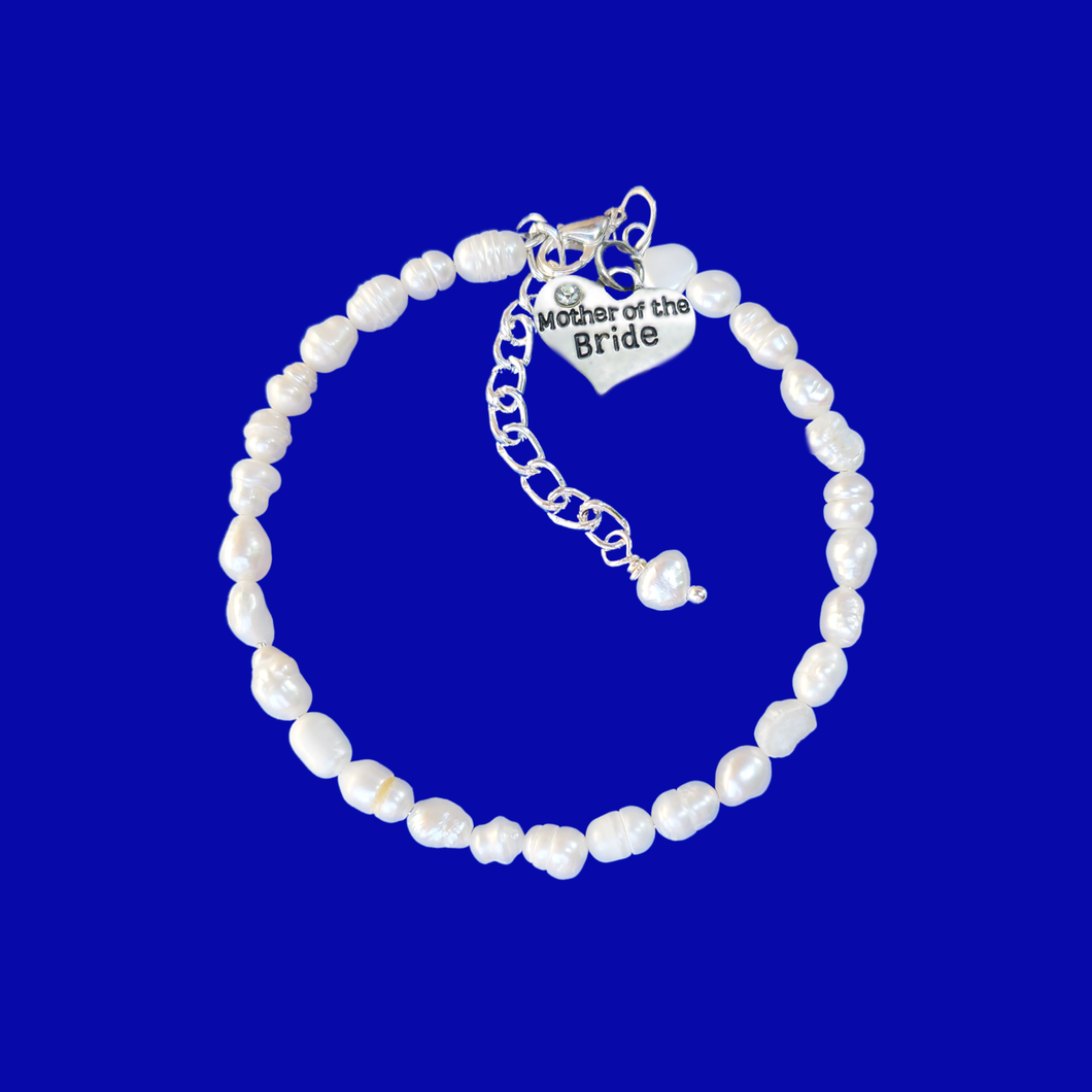 mother of the bride fresh water pearl charm bracelet, ivory