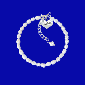 Handmade bride fresh water pearl charm bracelet - Bride To Be Gifts - Groom To Bride Gift - Bride Jewelry