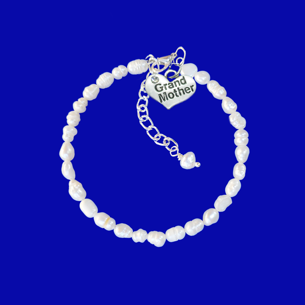 Grand Mother Gift - Great Grandmother Gifts - grand mother handmade fresh water pearl charm bracelet