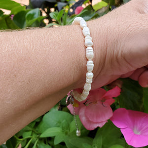 Handmade Fresh Water Pearl Initial Charm Bracelet, ivory