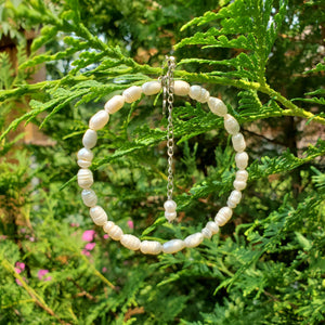 Handmade Personalized Fresh Water Pearl Charm Bracelet, ivory