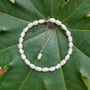 Handmade Monogram Fresh Water Pearl Charm Bracelet, ivory
