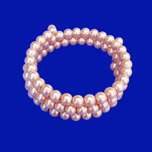 handmade pearl expandable, multi-layer, wrap bracelet, powder orange or custom color - Bracelets - Pearl Bracelets - Bridal Party Bracelets